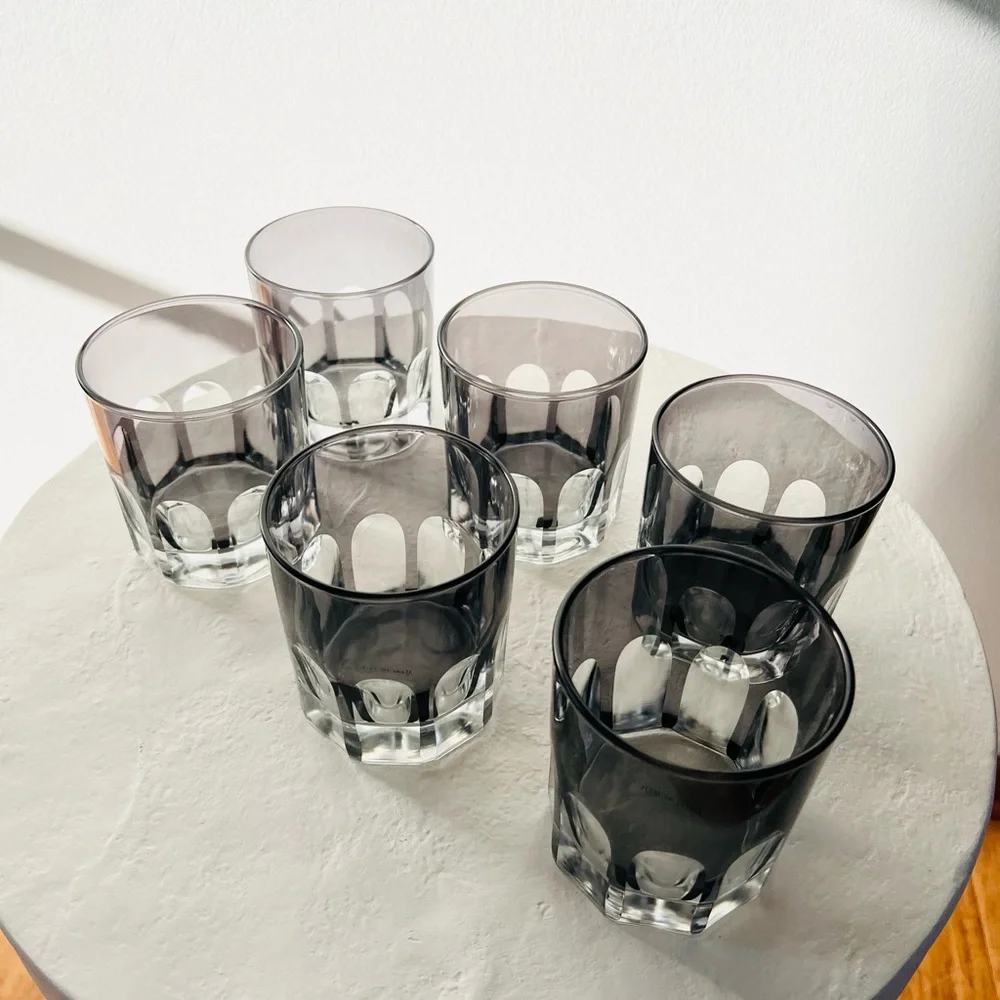 RIALTO HANDMADE IN TÜRKIYE SMOKE OLD FASHIONED GLASSES 12 OZ SET OF‎ 6 MCM STYLE